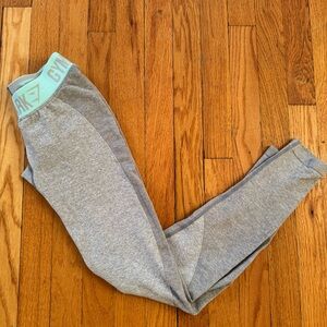 NWT GYMSHARK Flex Legging V3 - Light Grey Marl/Pale Turquoise - Extra Small